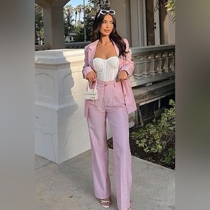 Pink linen pant and blazer set